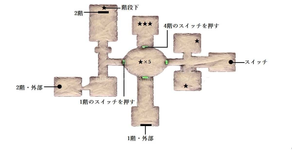 勇者の試練・奈落の冥城のマップ（1F）
