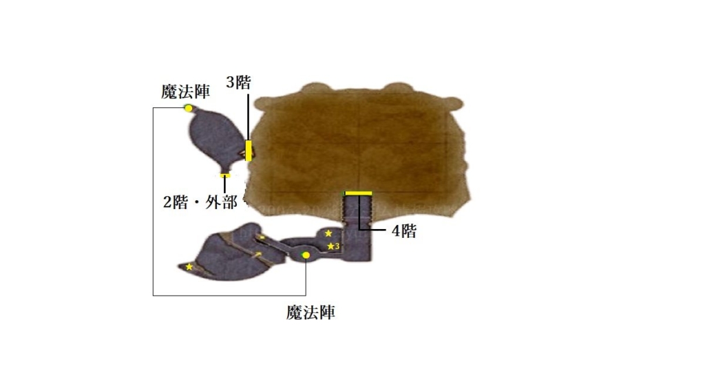 勇者の試練・奈落の冥城のマップ（3階・外部）